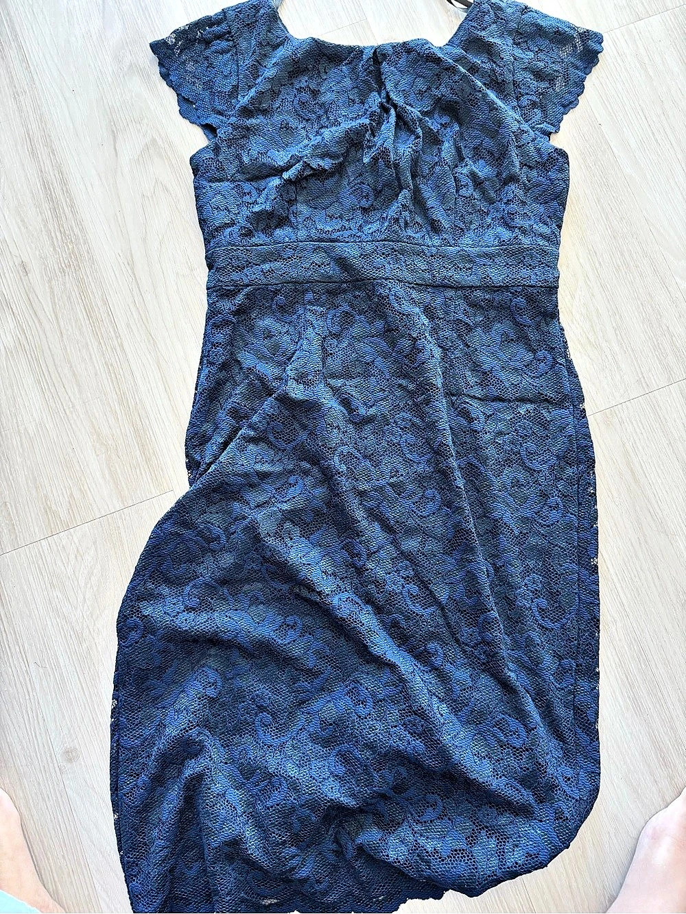 Calvin Klein Blue Floral Lace Midi Dress